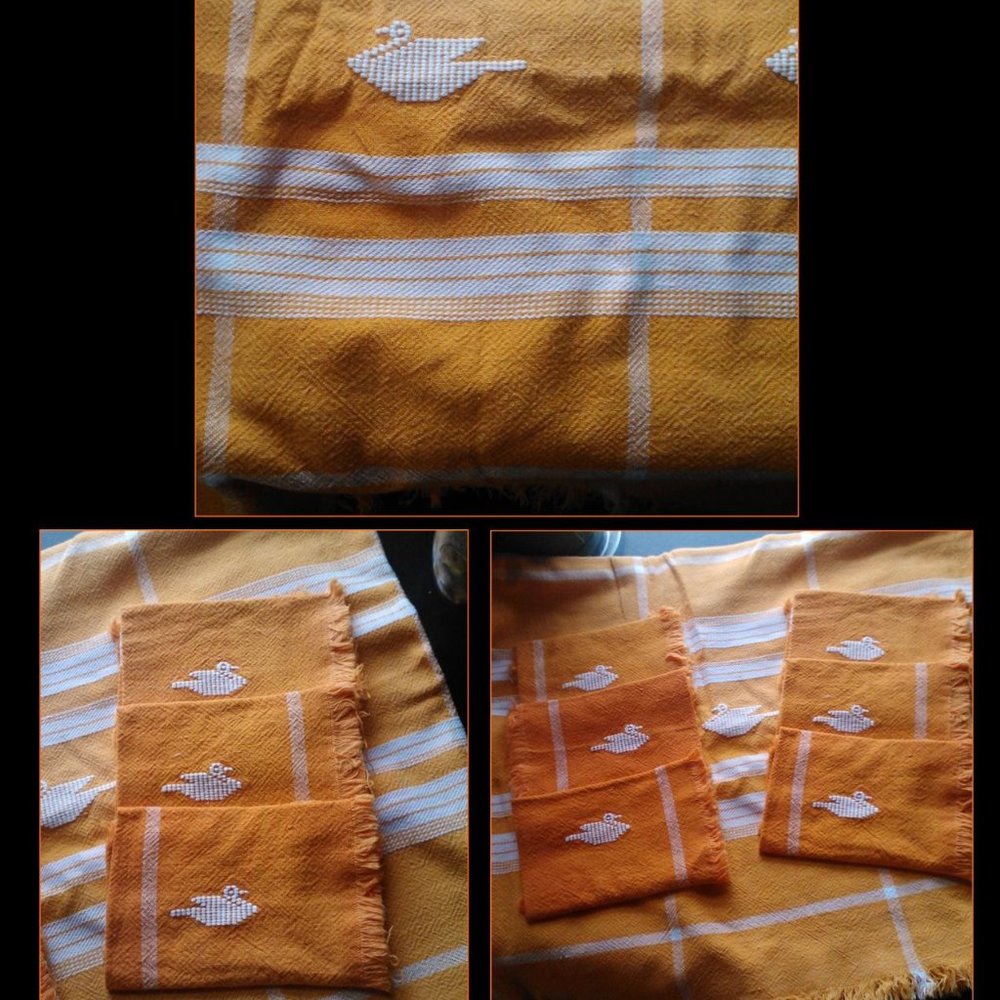 ***SOLD*** vintage tablecloth & napkins set are from Panama